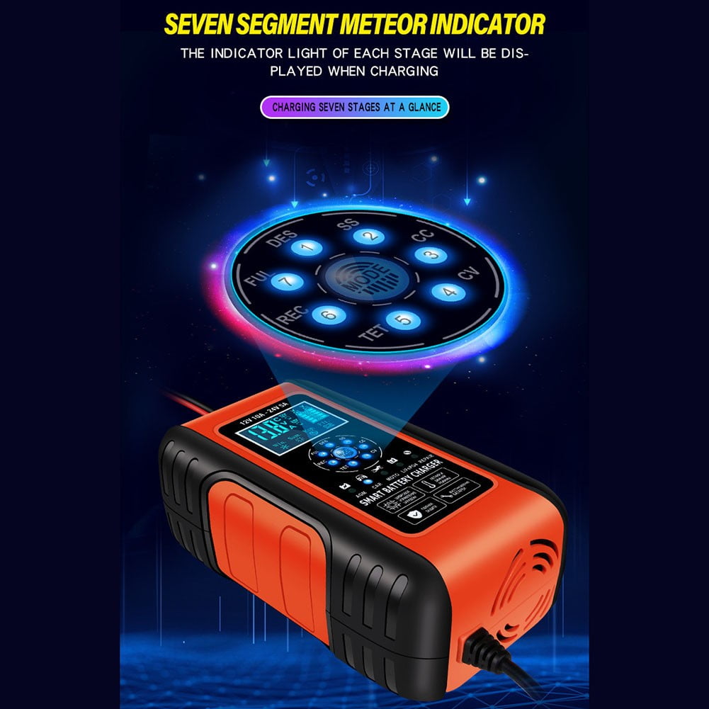 12/24V Car Automatic Battery Charger AGM GEL Intelligent Pulse Repair Starter