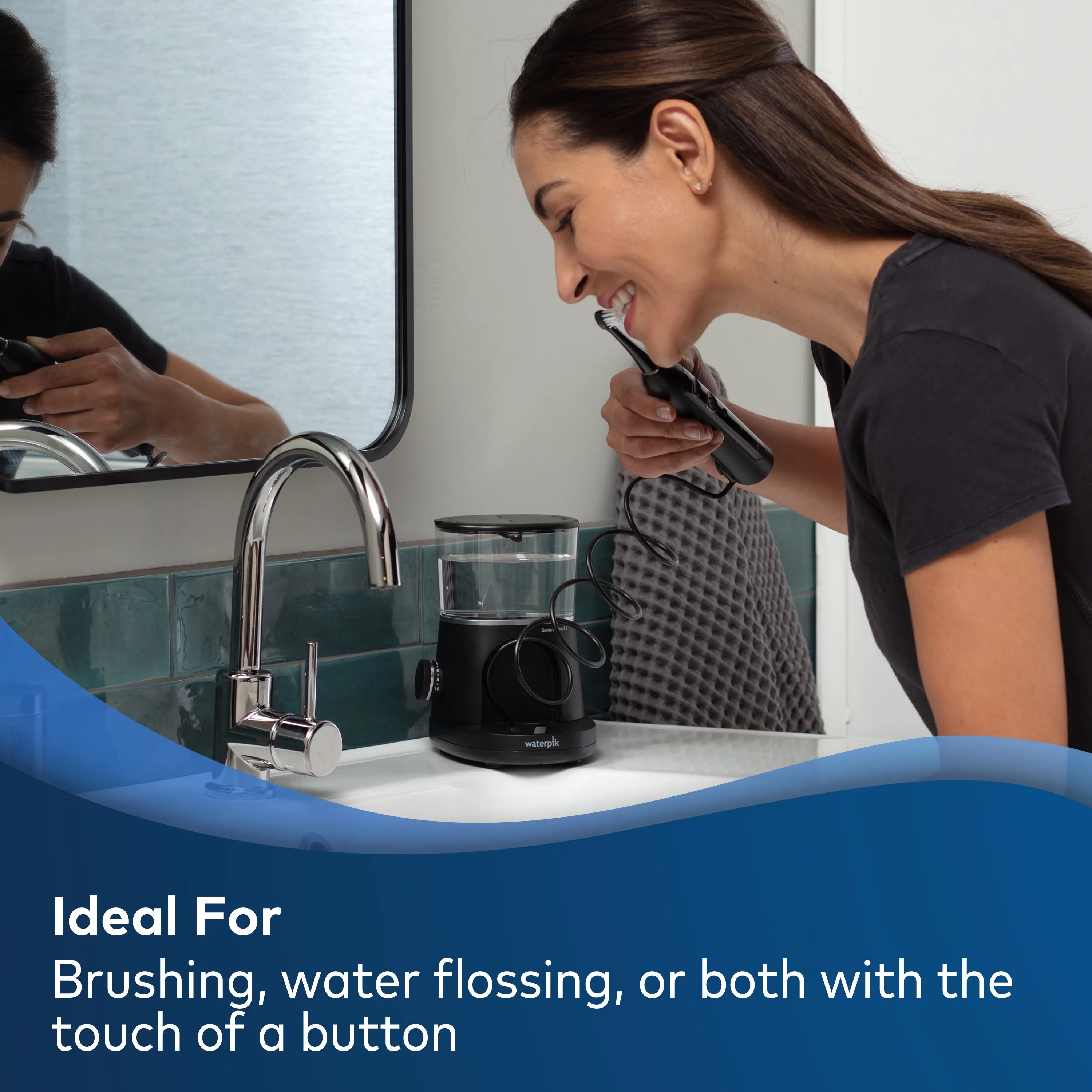 Waterpik Sonic-Fusion 2.0 Flossing Electric Toothbrush Set, 5 Brush Heads, Black