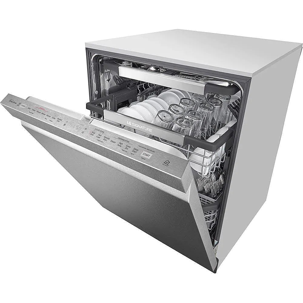 LG - SIGNATURE Top Control Built-In Dishwasher with Stainless Steel Tub, TrueSteam, 3rd Rack, 38dBA - Textured steel