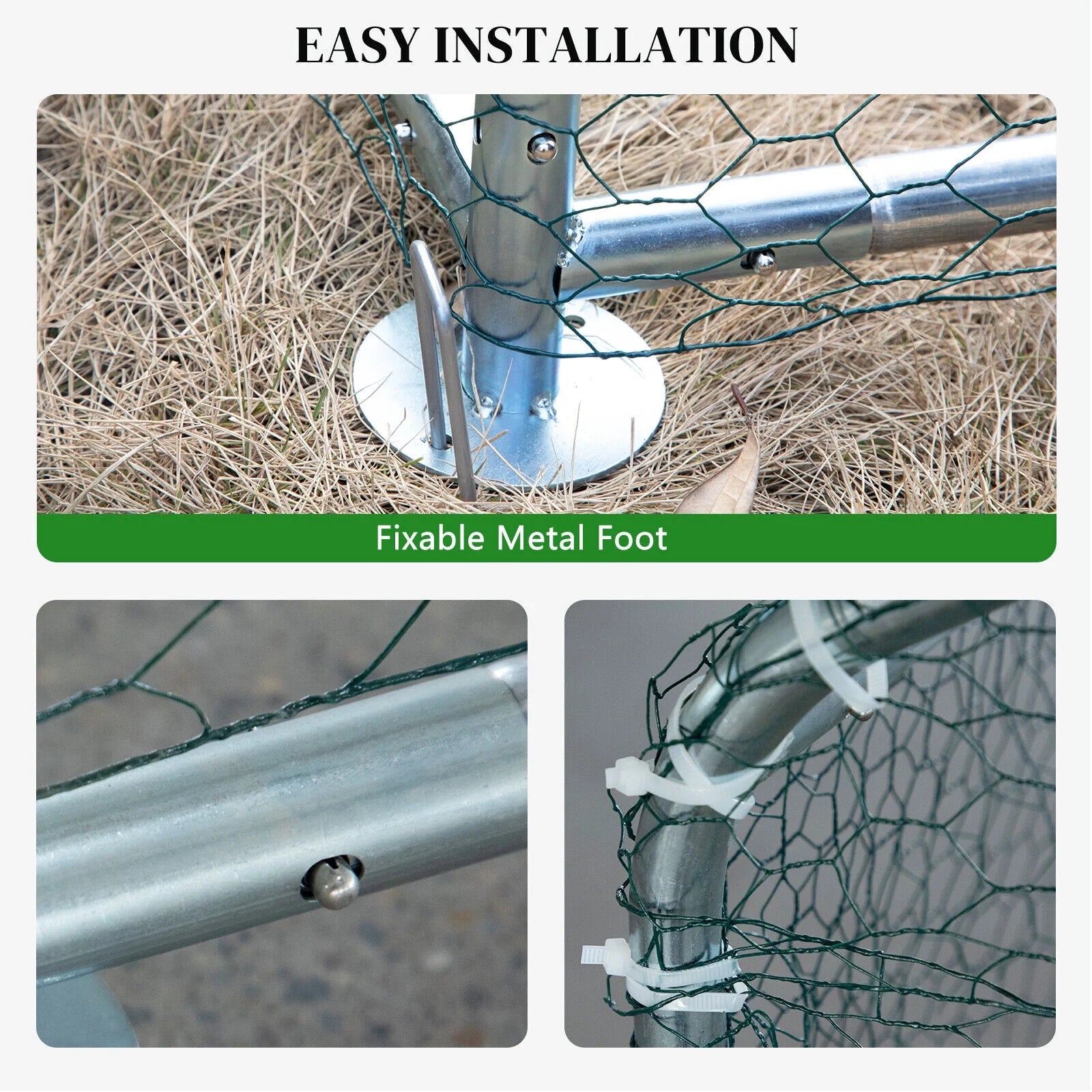 ZGBY 10 X 10Ft Metal Walk In Chicken Coop Run Cage Rabbit Hutch Hen House Enclosure