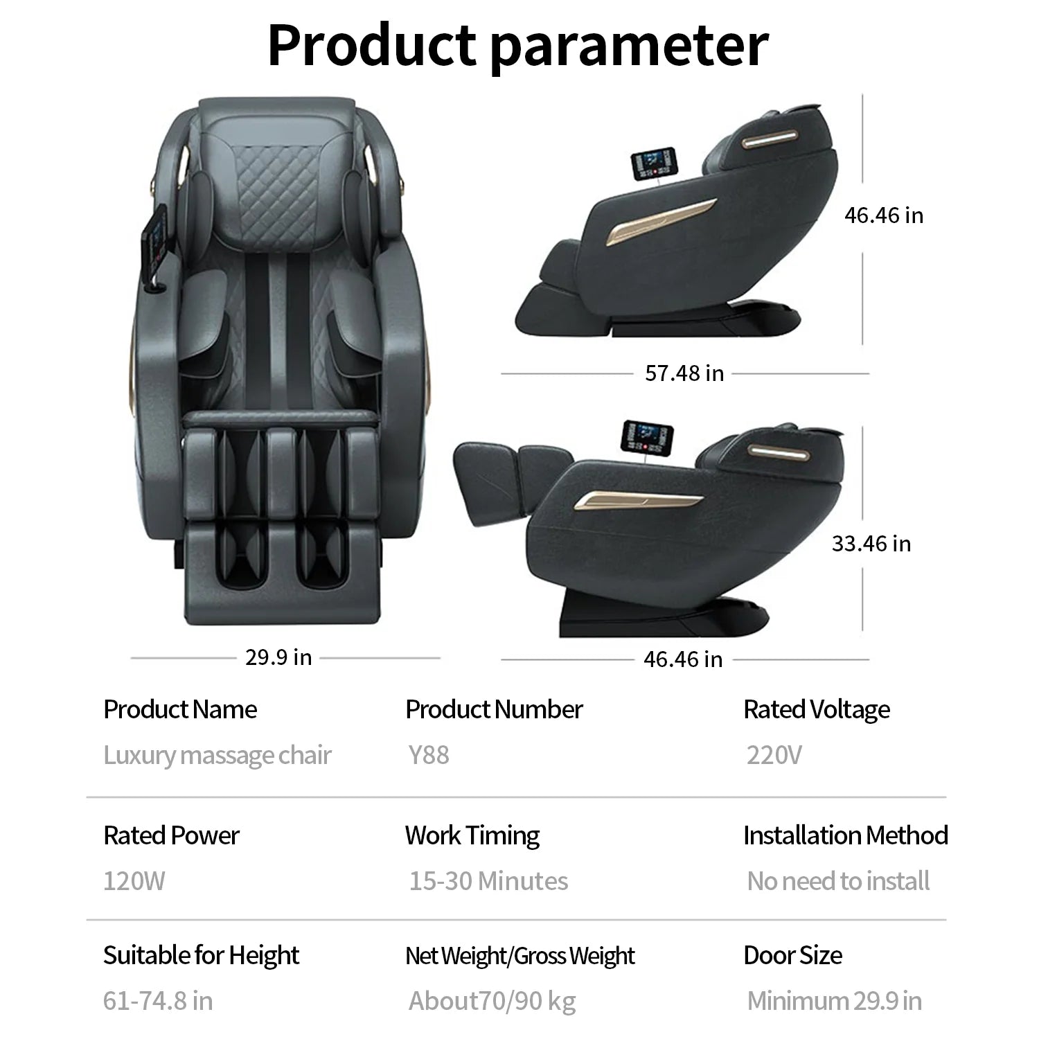 2024 4D Zero Gravity Massage Chair, Full Body Shiatsu Recliner with Yoga Stretching, SL Track, Intelligent Voice Control, Calf Kneading, Calfrest Extension, Premium Black Leather