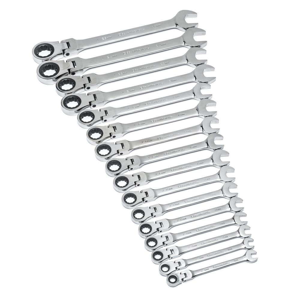 GearWrench 9902D 16-Piece Metric Flex-Head Combination Ratcheting Wrench Set