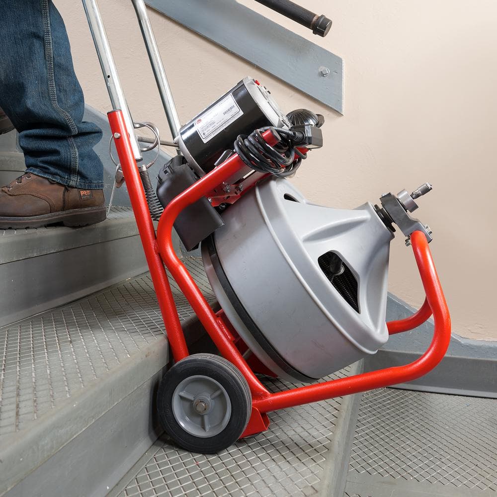 K-400 Drain Cleaning Snake Auger 120-Volt Drum Machine with C-32IW 3/8 in. x 75 ft. Cable + 4-Piece Tool Set & Gloves 52363