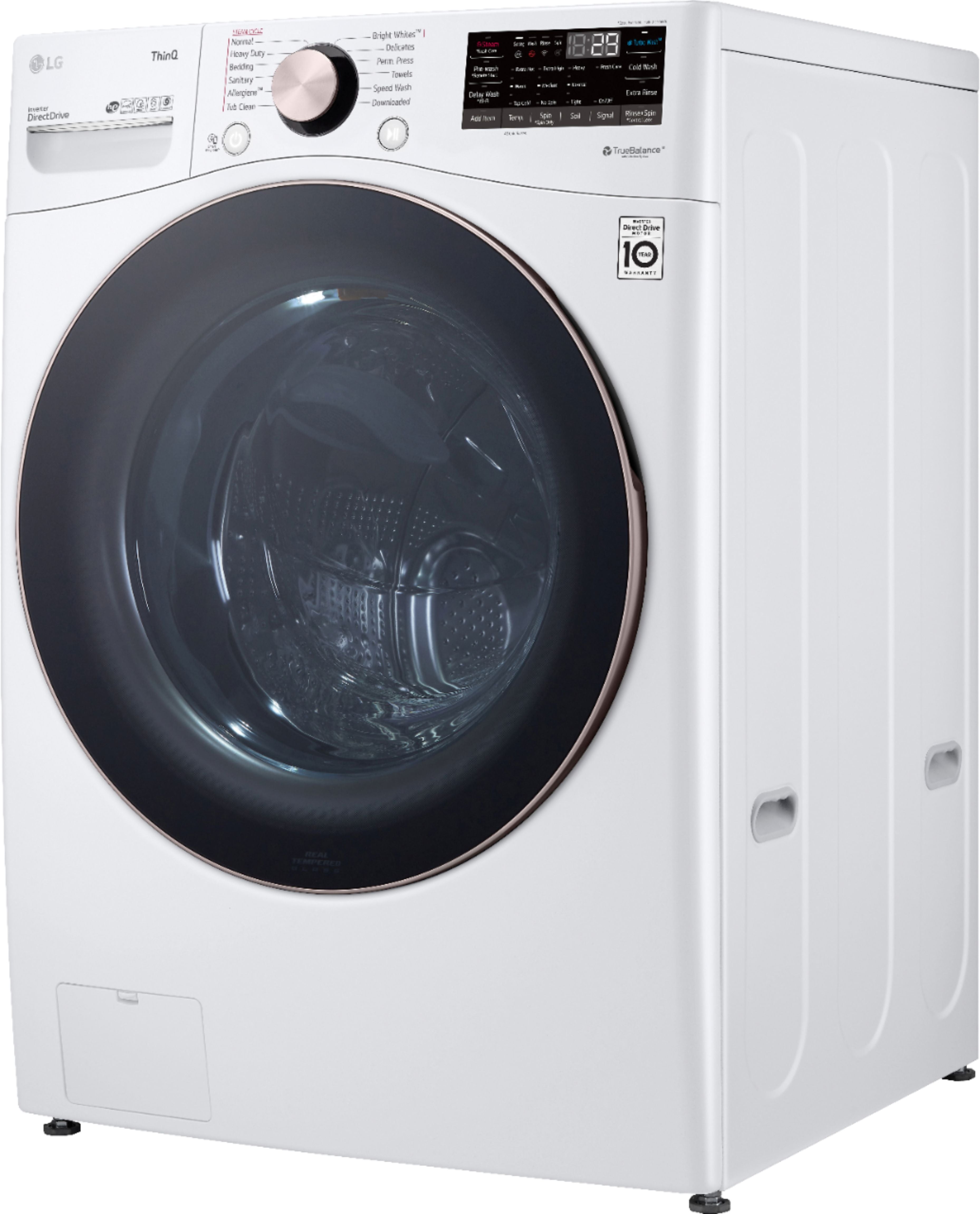LG - 4.5 Cu. Ft. High-Efficiency Stackable Smart Front Load Washer with Steam and Built-In Intelligence - White