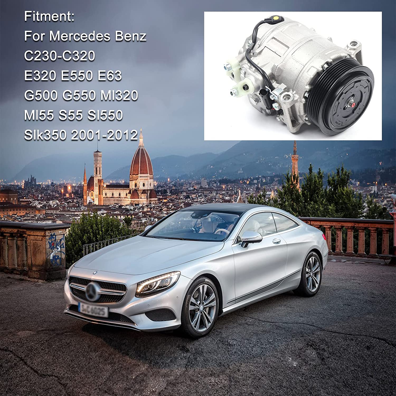 TOOL1SHOoo Air Conditioner Compressor W/Clutch for C320 E320 E550 2001-2012 (A0002306511)