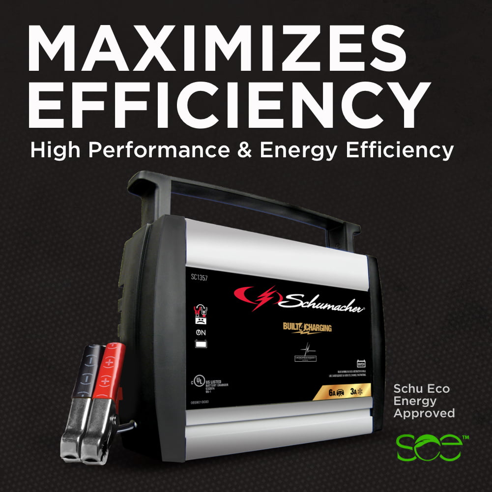 Schumacher Fully Automatic Battery Charger and Maintainer- 6 Amp/3 Amp, 6/12V