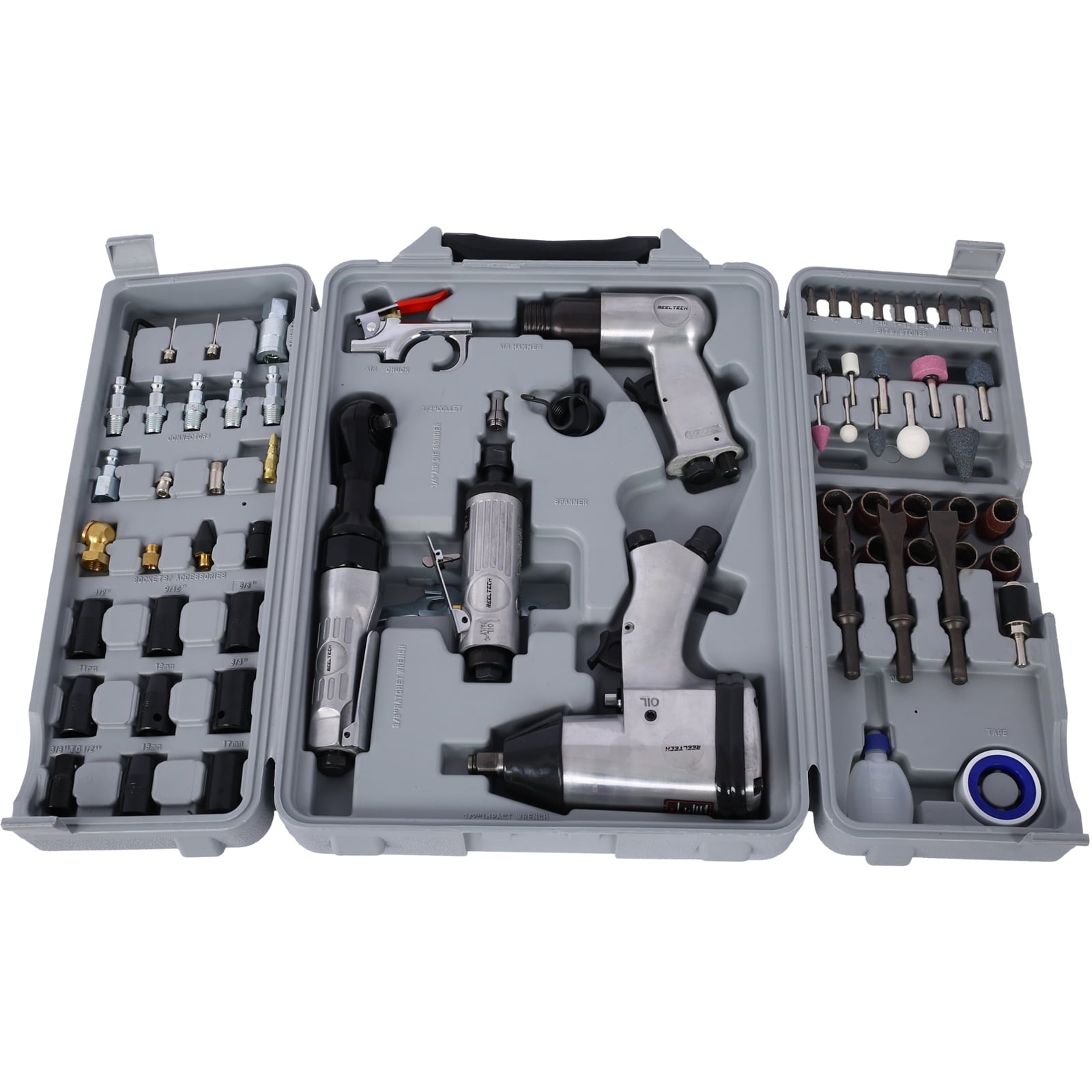 Litake Air Tool And Accessories Kit, 71 Piece Air Tool Kit, Impact Wrench, Air Ratchet, Die Grinder, Aire Hammer, Hose Fittings, Storage Case, Metal Air Tool Kit