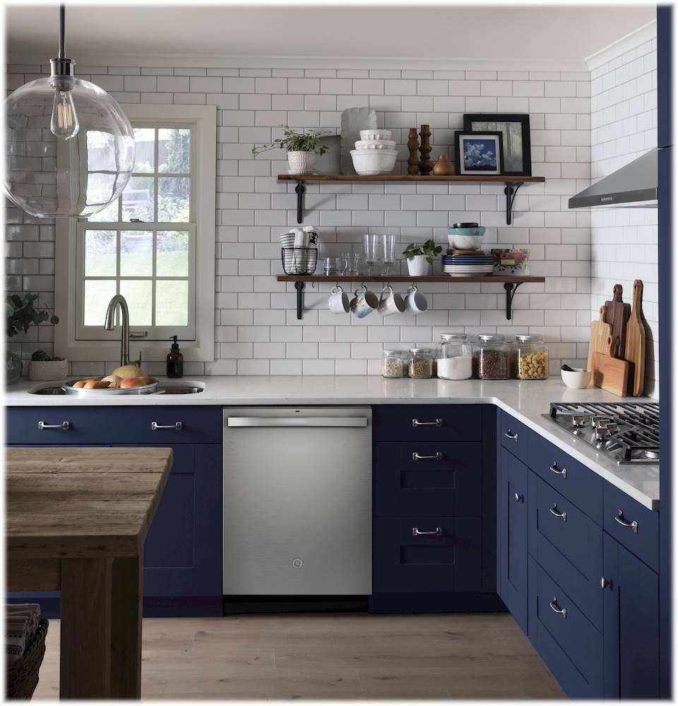 GE - Top Control Built-In Dishwasher with Stainless Steel Tub, Dry Boost, 48dBA - Stainless steel