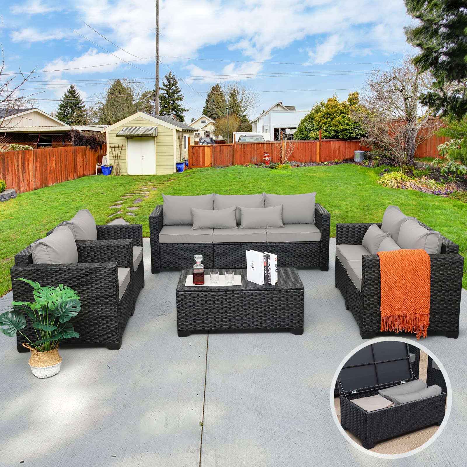 5 Piece Furniture Outdoor Sectional Cushions