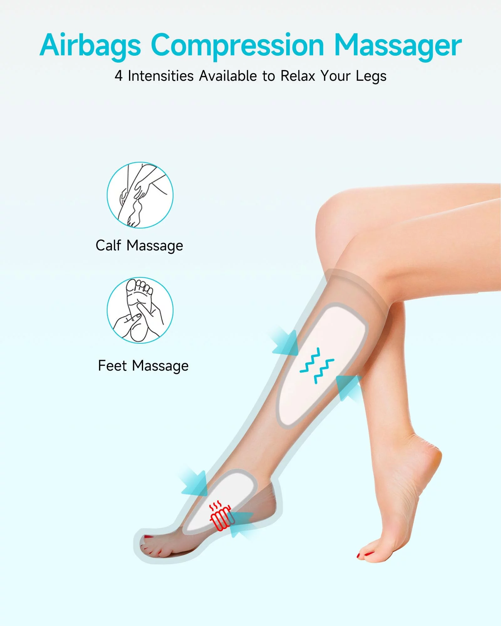 ALLJOY Leg Massager,Calf Foot Massager,Leg Air Compression Massager for Circulation,6 Modes 3 Intensities 2 Heating Levels 30 Mins Auto-off 2 Extensions