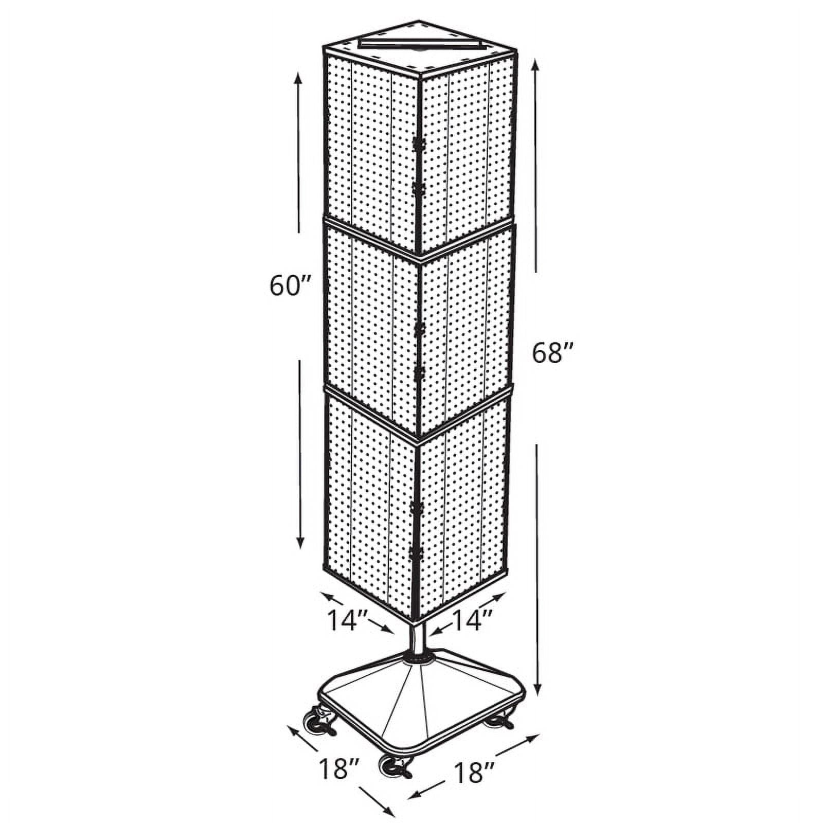 Azar Displays 701465-GRE Green Four-Sided Pegboard Tower Floor Display on Revolving Wheeled Base. Spinner Rack Stand. Panel Size: 14