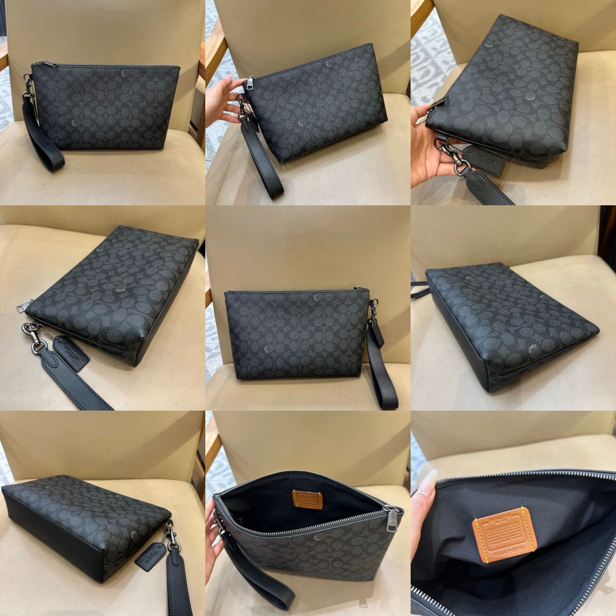 Men handbag CCF32 CCF33 Pouch In Signature Canvas wallet Wristlet