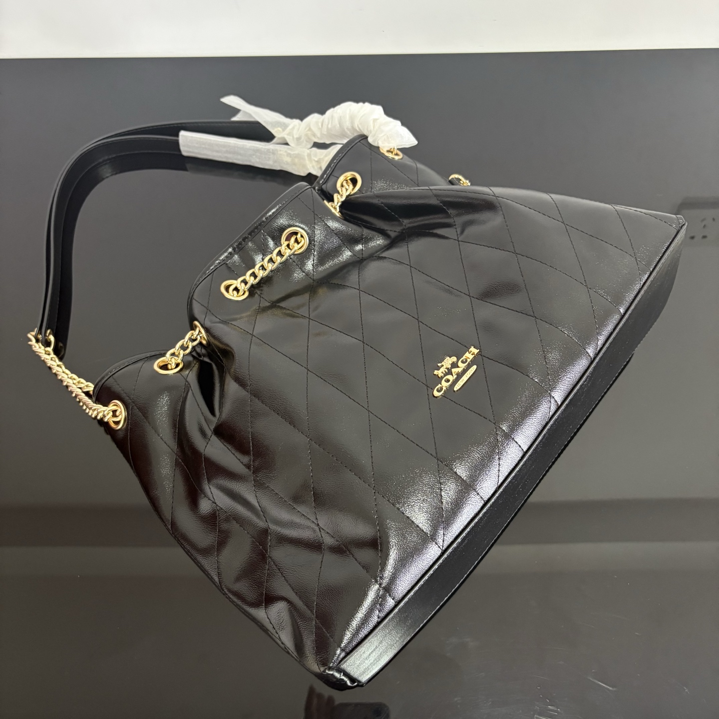 CCZ79 CCZ80 CDR00 EVELYN Drawstring Hobo Bag Chain Tote Bag