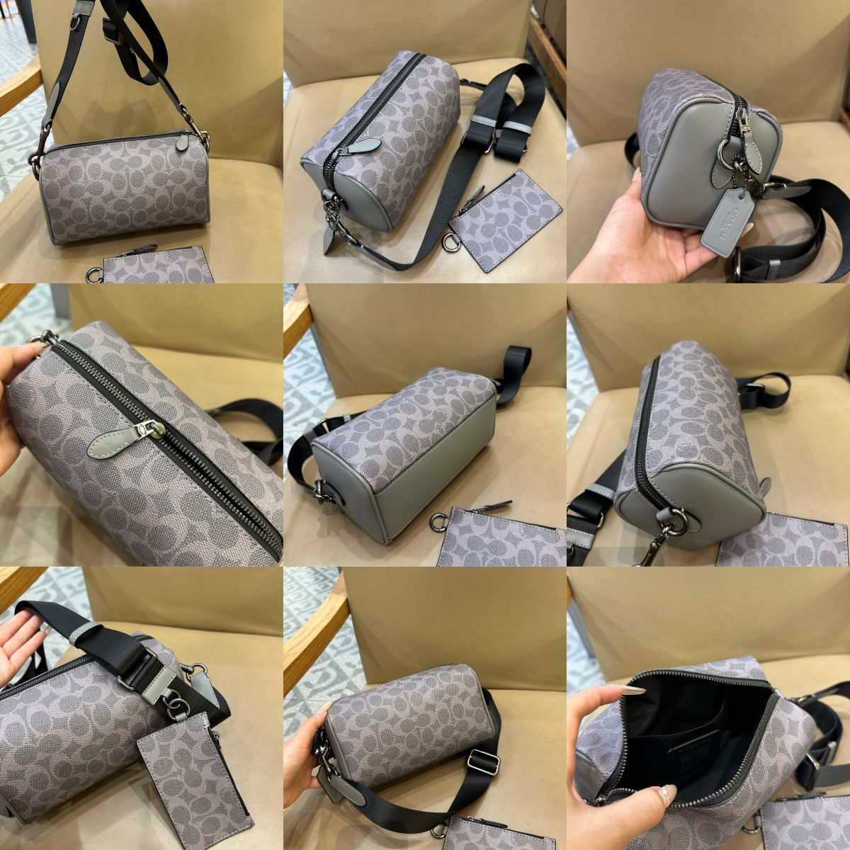 Men handbag CV762 Axel Crossbody Signature Canvas Charcoal Print Varies shouder bag