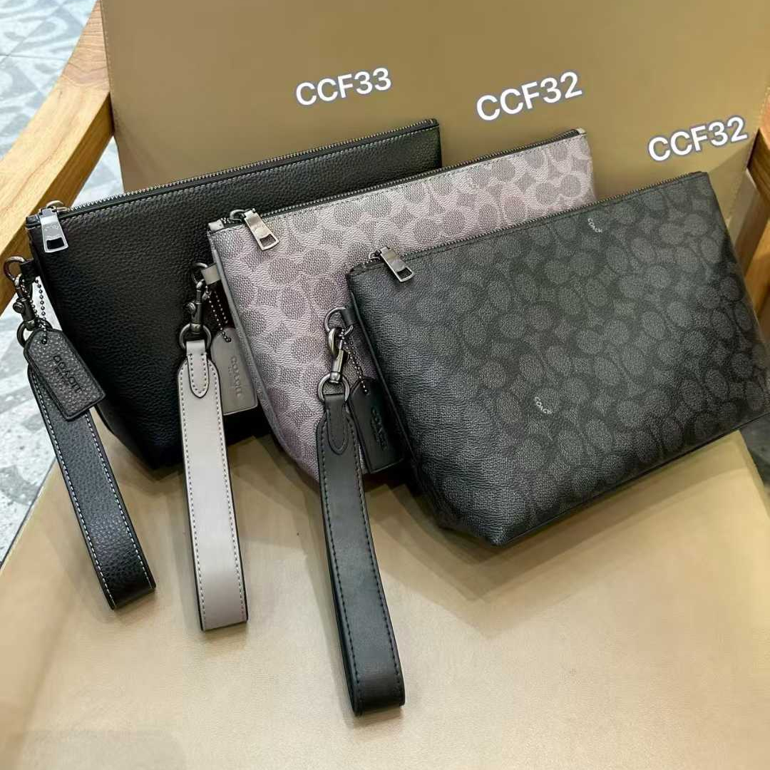 Men handbag CCF32 CCF33 Pouch In Signature Canvas wallet Wristlet