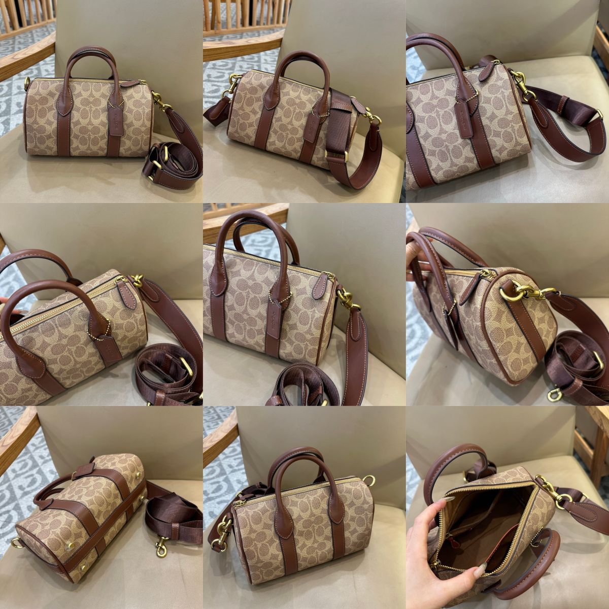 CCF49 CCB83 Compass 25 Signaure Canvas Men Boston Crossbody Sling shoulder bag
