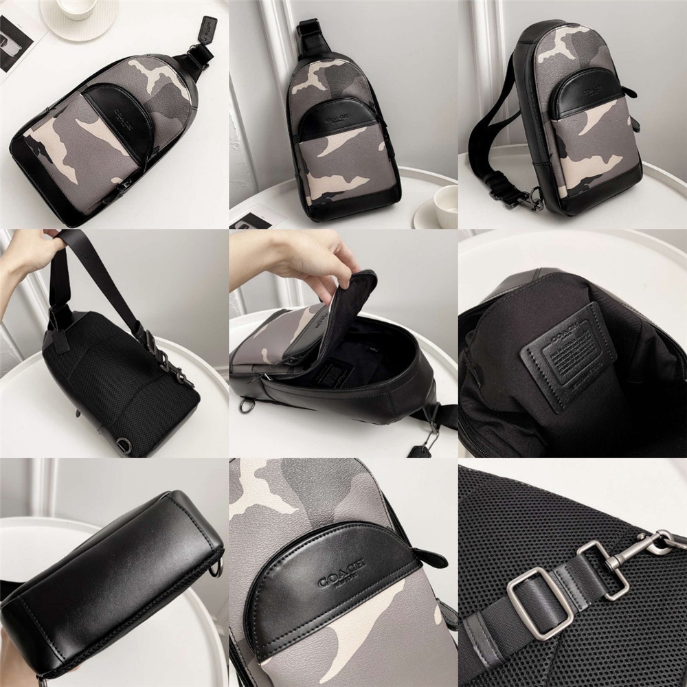 Coach 67249 49318 49312 39942 75879 85035 73344 49333 Charles Houston Pack Leather Men Crossbody Chest Backpack Bag