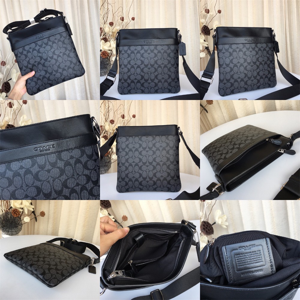 Coach 54780 54781 26068 23216 Charles Crossbody Signature Canvas Varsity Stripe Men Sling Messenger Bag