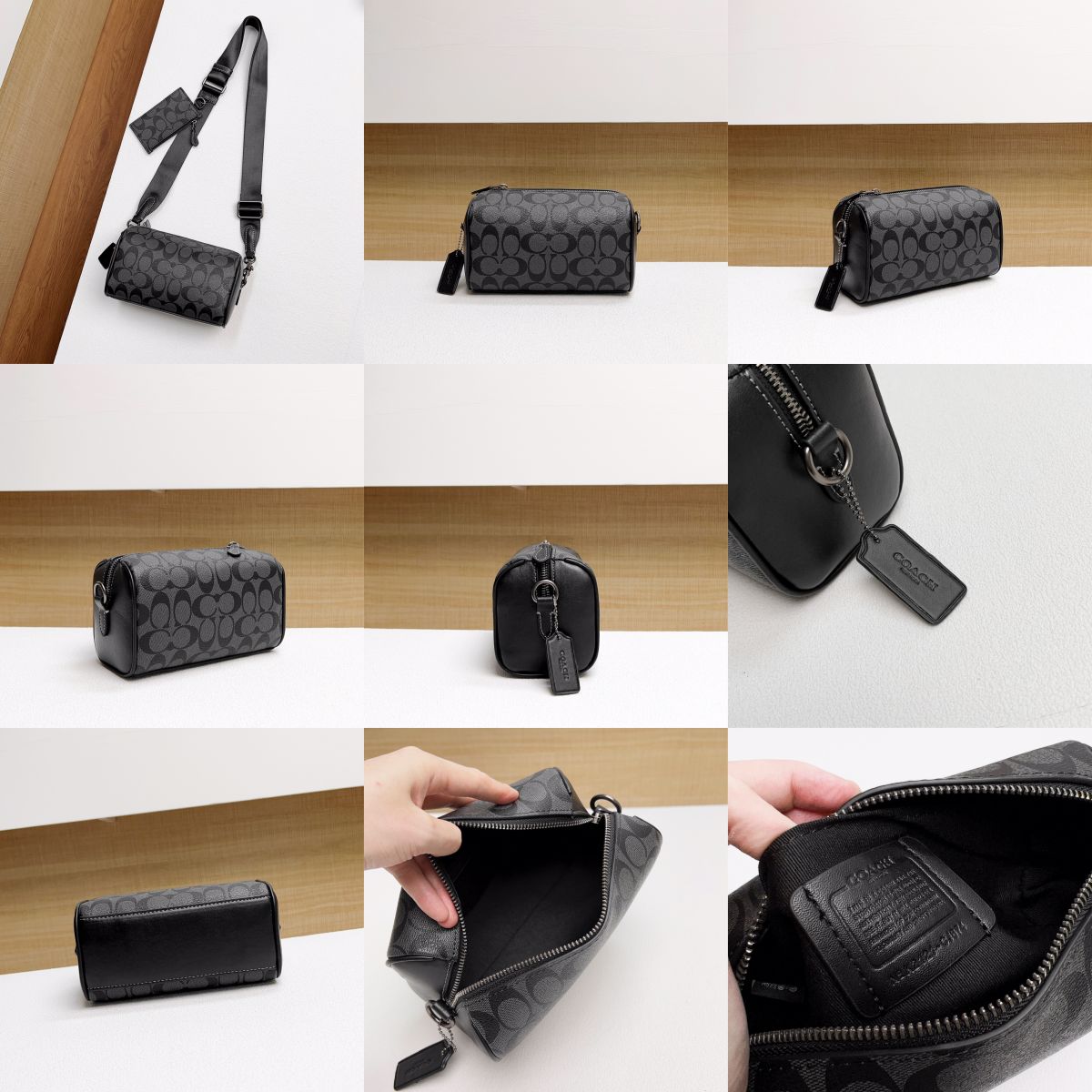 Men Handbag CAJ41 CW324 CJ674 CV762 Axel Crossbody In Signature Canvas Charcoal Print Varies