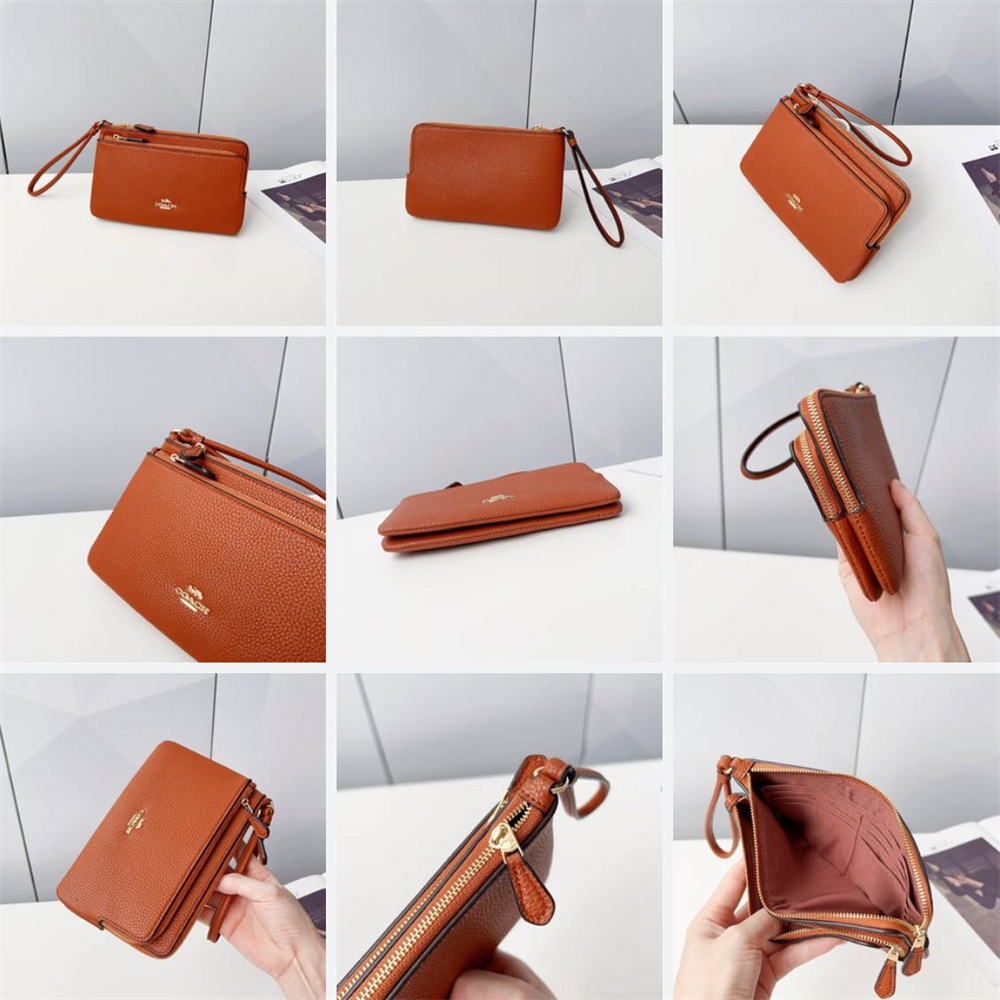 C5610 C5576 C7313 CD878 CF447 Double Zip Wallet Women Long Purse Wristlet Handphone Pouch