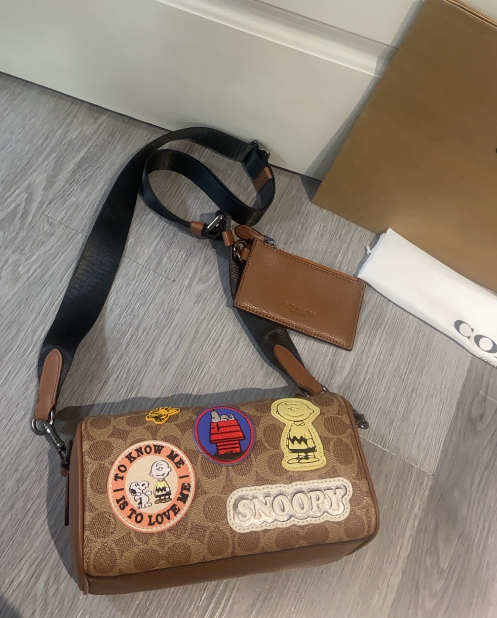 COACH x PEANUTS CBS96 Axel Crossbody Bag Signature Canvas Patch CBS96 Snoopy