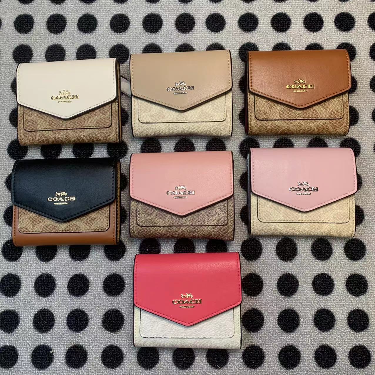 Women handbag 31548 69849 1131 87709 67246 Small Wallet In Colorblock Signature Canvas Fold Short Purse