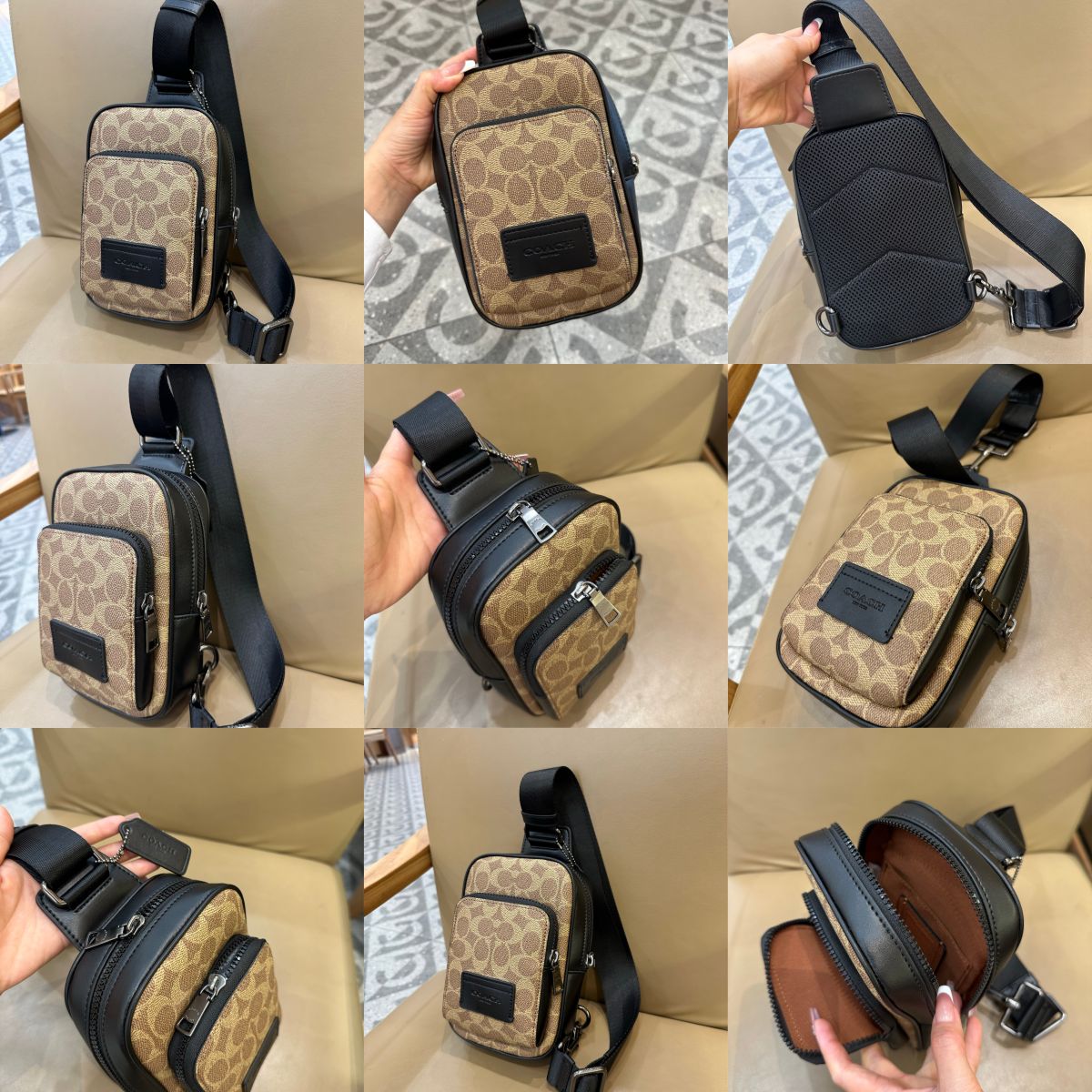 Men Handbag  CX071 CAJ39 CV763 Chest Shoulder Bag Backpack Racer Sling Pack In Signature Canvas