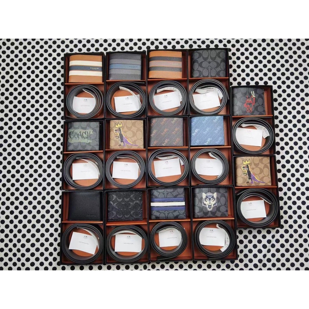 Men Belt Wallet 64839 74993 74736 91305 55434 55157 26072 Package 2 in 1 Giftbox