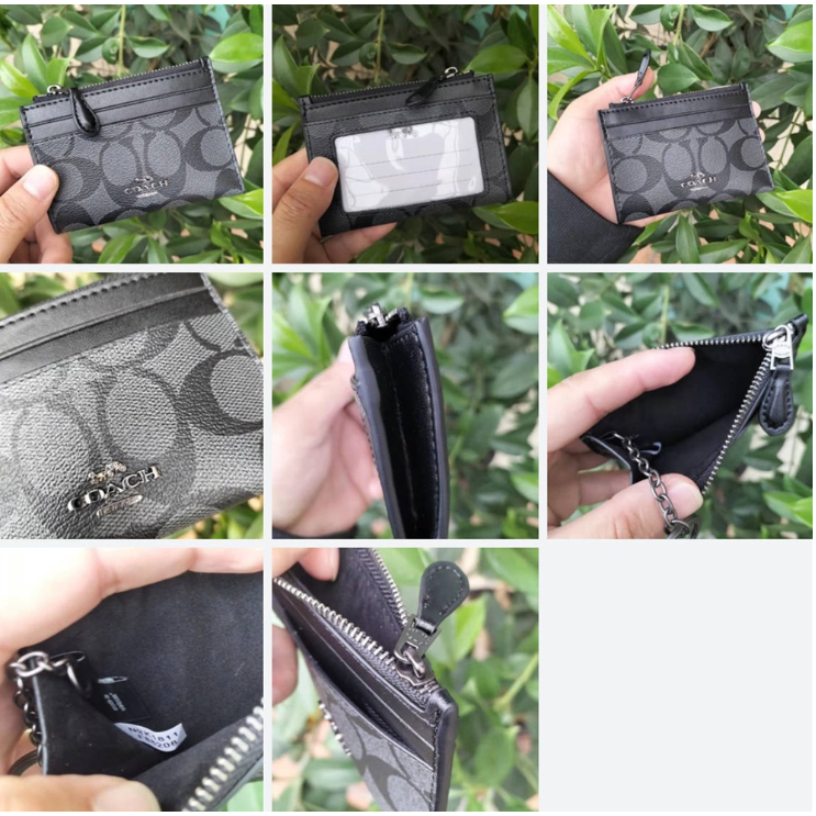 88250 88208 C7680 C7681 C1897 CC821 Mini Skinny ID Case Women Men Card Holder Wallet Zip Coin Pouch Keychain