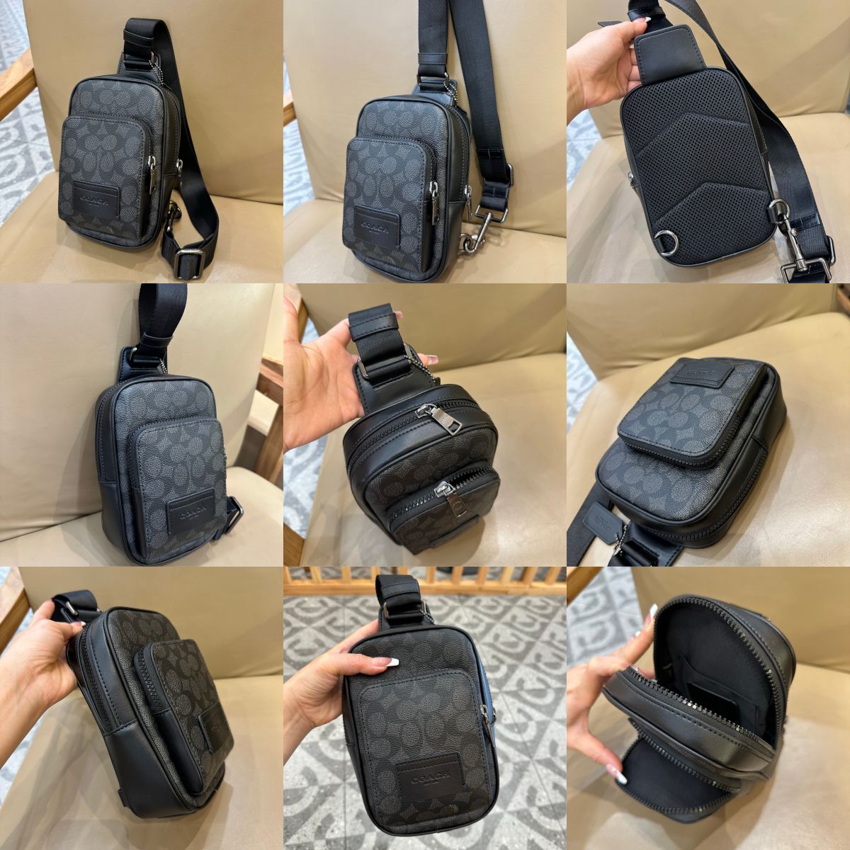 Men Handbag  CX071 CAJ39 CV763 Chest Shoulder Bag Backpack Racer Sling Pack In Signature Canvas