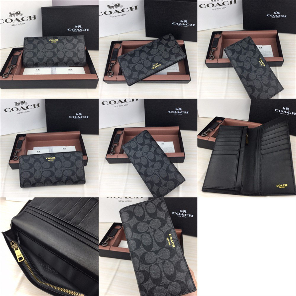 Men wallet 75365 74599 75013 74978 Breast Pocket In Signature Crossgrain Leather Men Fold Long Zip Purse