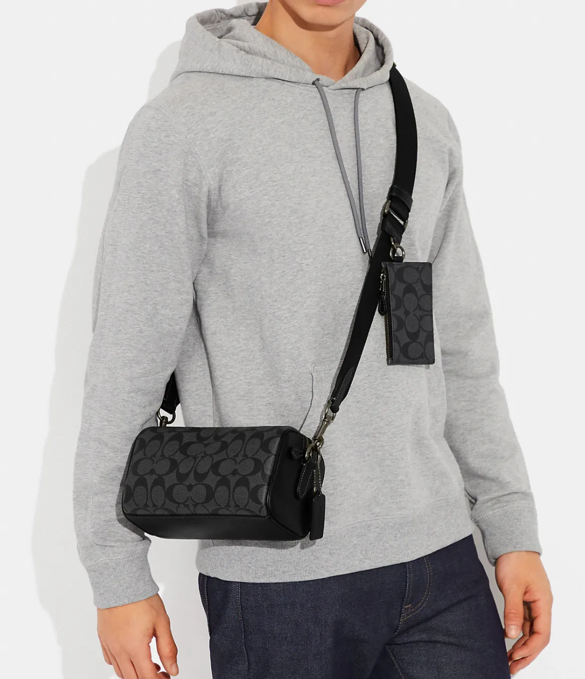 Men Handbag CAJ41 CW324 CJ674 CV762 Axel Crossbody In Signature Canvas Charcoal Print Varies