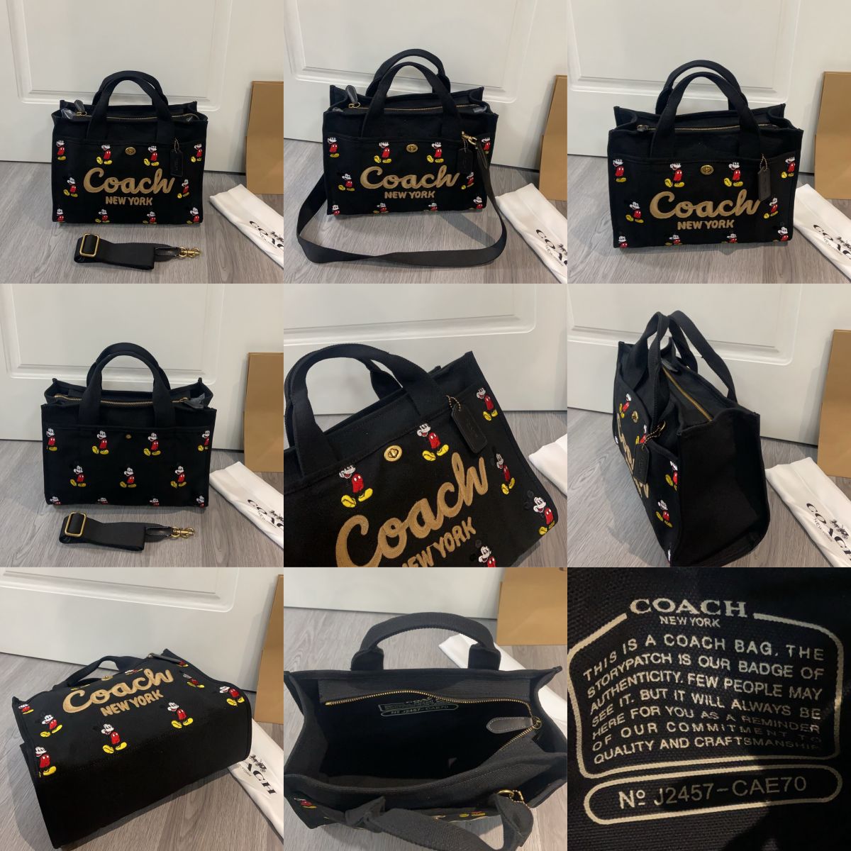 Women Handbag CAE70 Disney 26 Mickey Mouse Regenerative Cotton Canvas Cargo Tote Bag