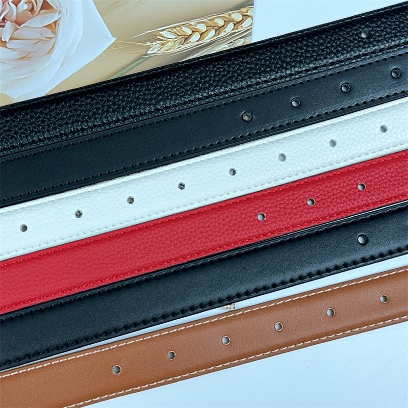 women's belt full leather C-head genuine leather cowhide smooth buckle decoration, double-sided usable soft leathe