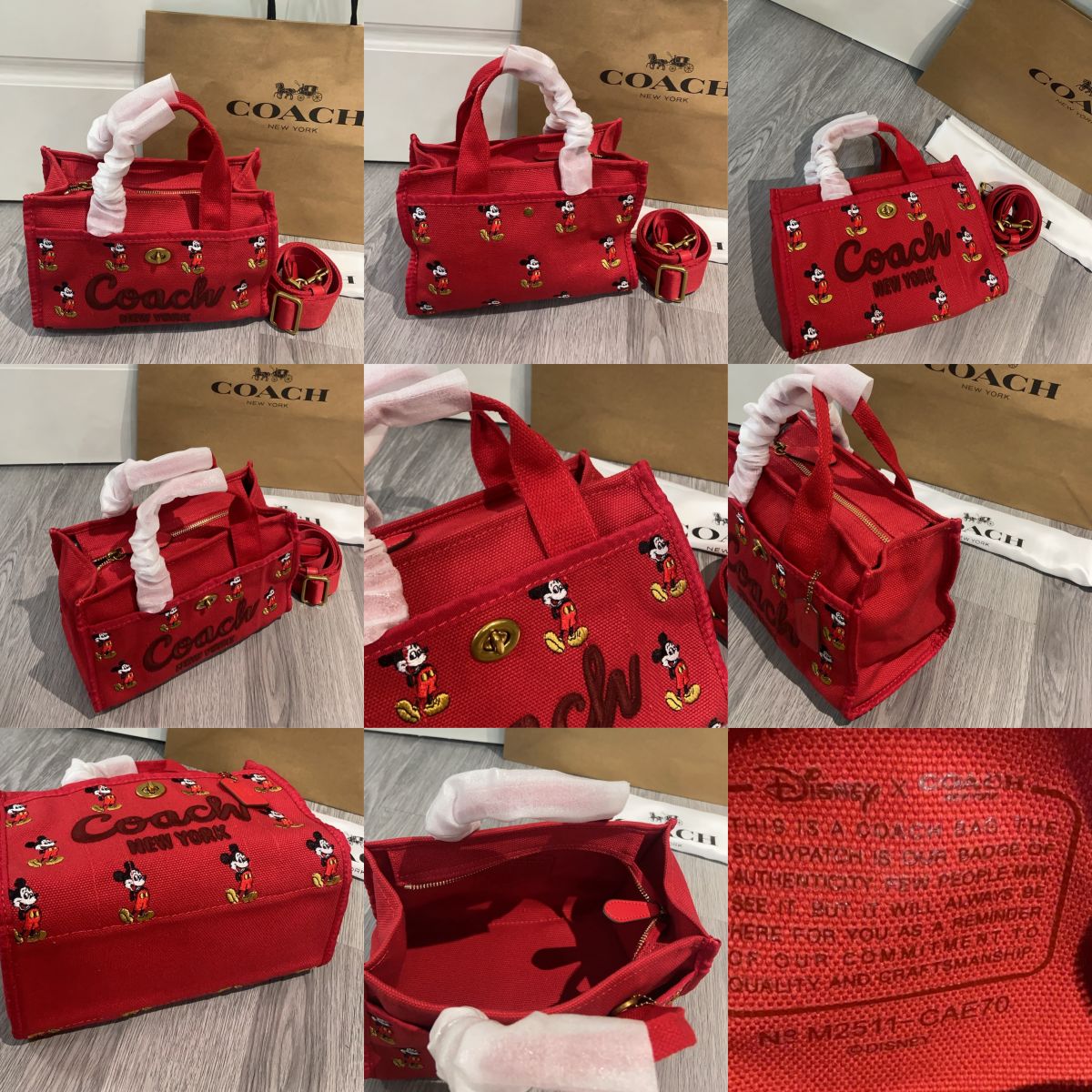 Women Handbag CAE70 Disney 26 Mickey Mouse Regenerative Cotton Canvas Cargo Tote Bag