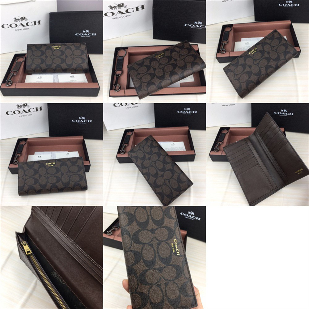 Men wallet 75365 74599 75013 74978 Breast Pocket In Signature Crossgrain Leather Men Fold Long Zip Purse