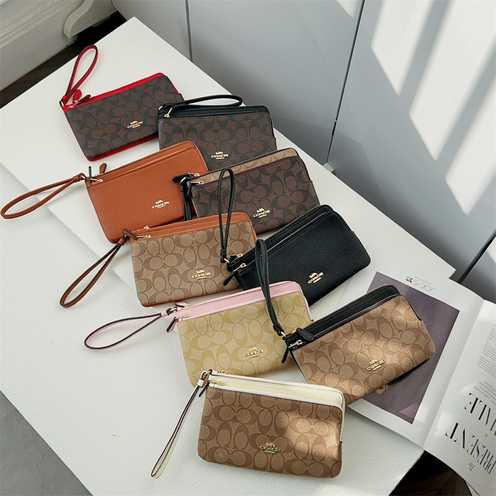 C5610 C5576 C7313 CD878 CF447 Double Zip Wallet Women Long Purse Wristlet Handphone Pouch