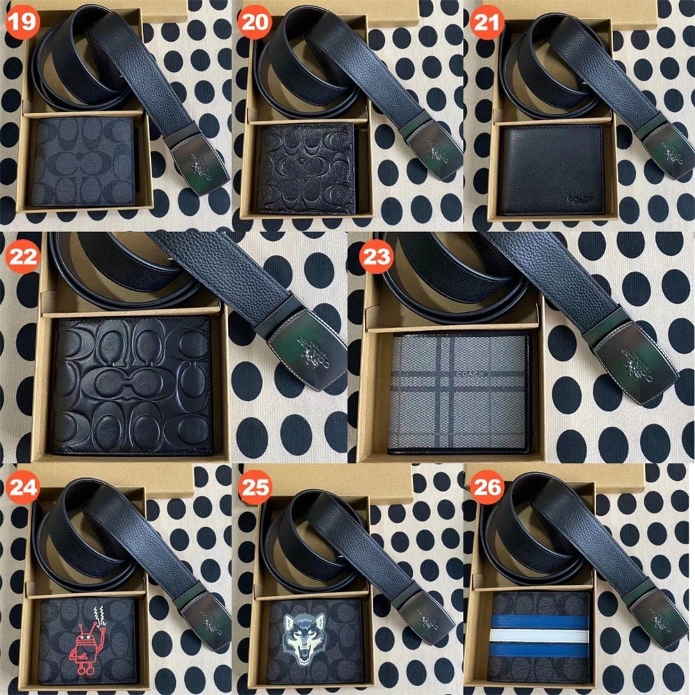 Men Belt Wallet 64839 74993 74736 91305 55434 55157 26072 Package 2 in 1 Giftbox