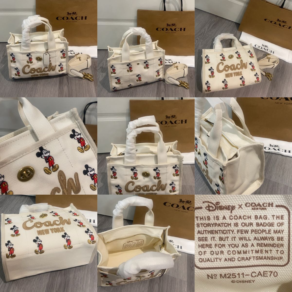 Women Handbag CAE70 Disney 26 Mickey Mouse Regenerative Cotton Canvas Cargo Tote Bag