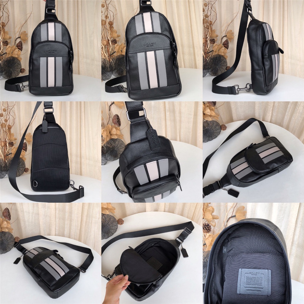 Coach 67249 49318 49312 39942 75879 85035 73344 49333 Charles Houston Pack Leather Men Crossbody Chest Backpack Bag