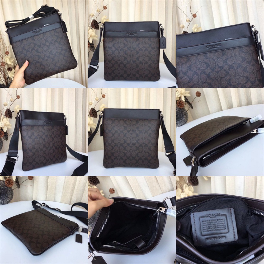 Coach 54780 54781 26068 23216 Charles Crossbody Signature Canvas Varsity Stripe Men Sling Messenger Bag