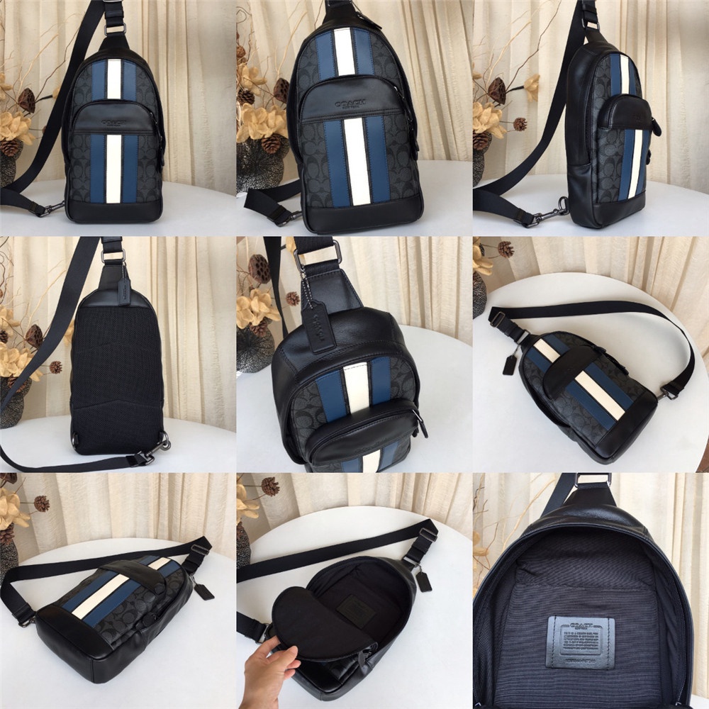 Coach 67249 49318 49312 39942 75879 85035 73344 49333 Charles Houston Pack Leather Men Crossbody Chest Backpack Bag