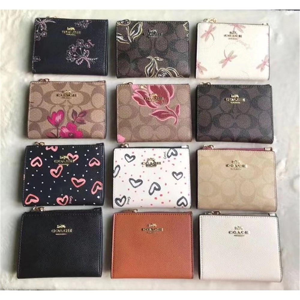 Coach Snap Card Case Short Wallet Women Zip Fold Purse 73876 76880 78240 76879 87803 76881 78002 91058 73867 2427 91054 91199