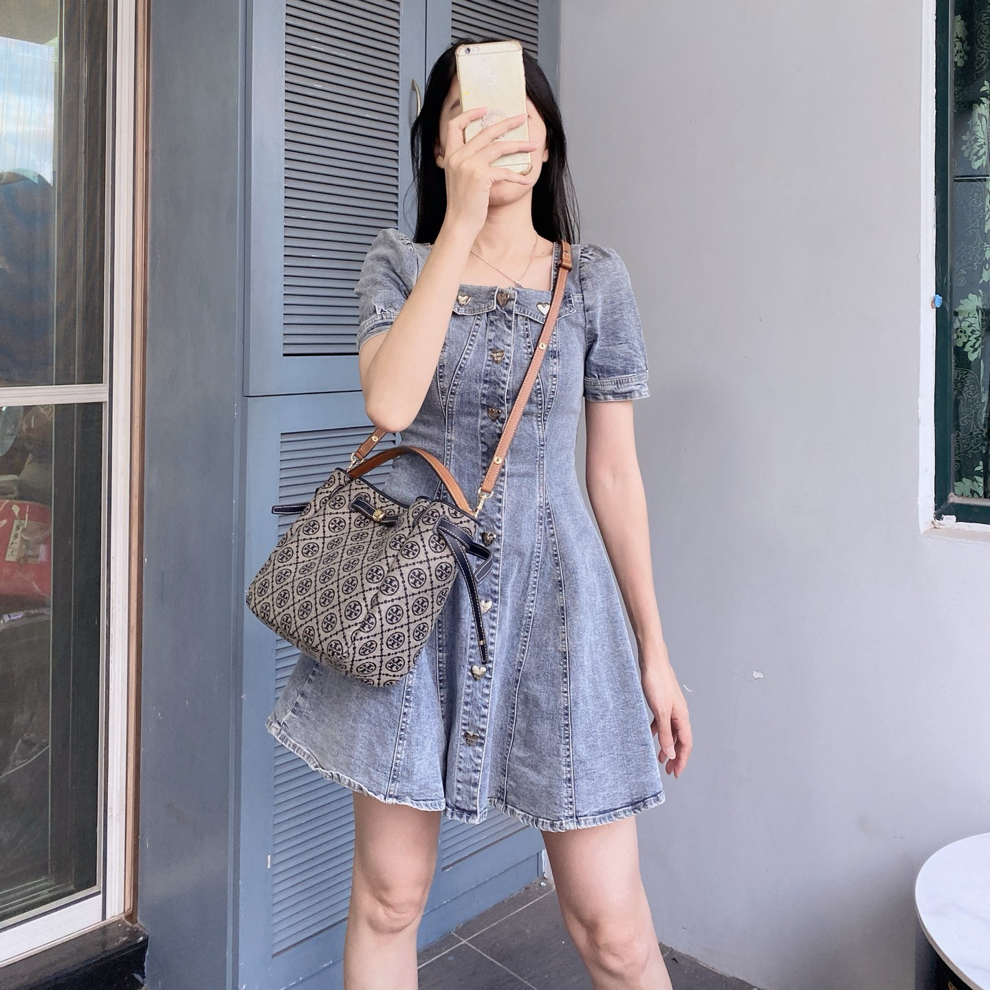 Women handbag 178016 ROMY T MONOGRAM BUCKET BAG