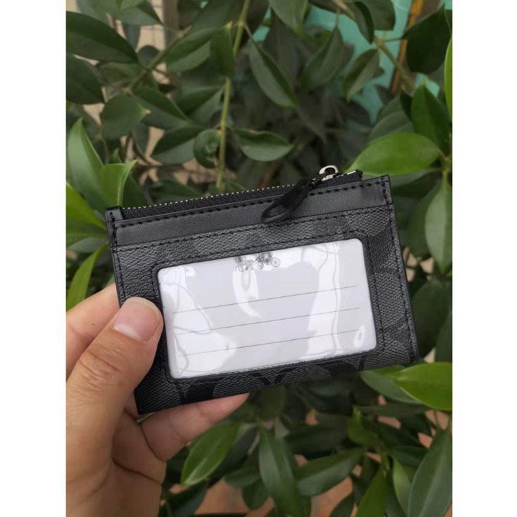 88250 88208 C7680 C7681 C1897 CC821 Mini Skinny ID Case Women Men Card Holder Wallet Zip Coin Pouch Keychain