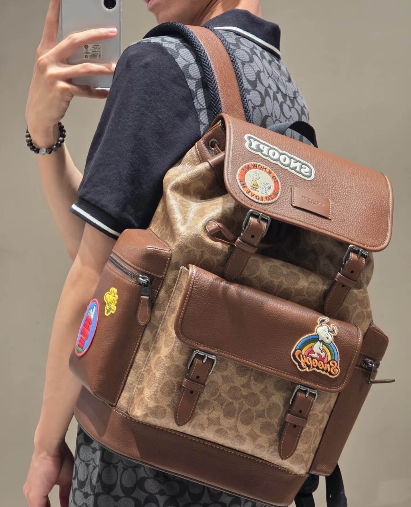 CE523 CT015 CY818 CBI44 men Peanuts Sprint Backpack In Signature Canvas Patch