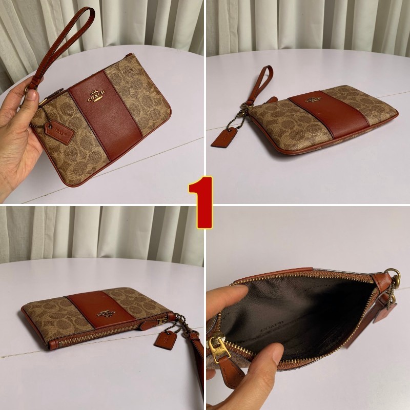 32445 67070 87642 3050 Small Wristlet In Colorblock Signature Canvas Women Long Zip Purse