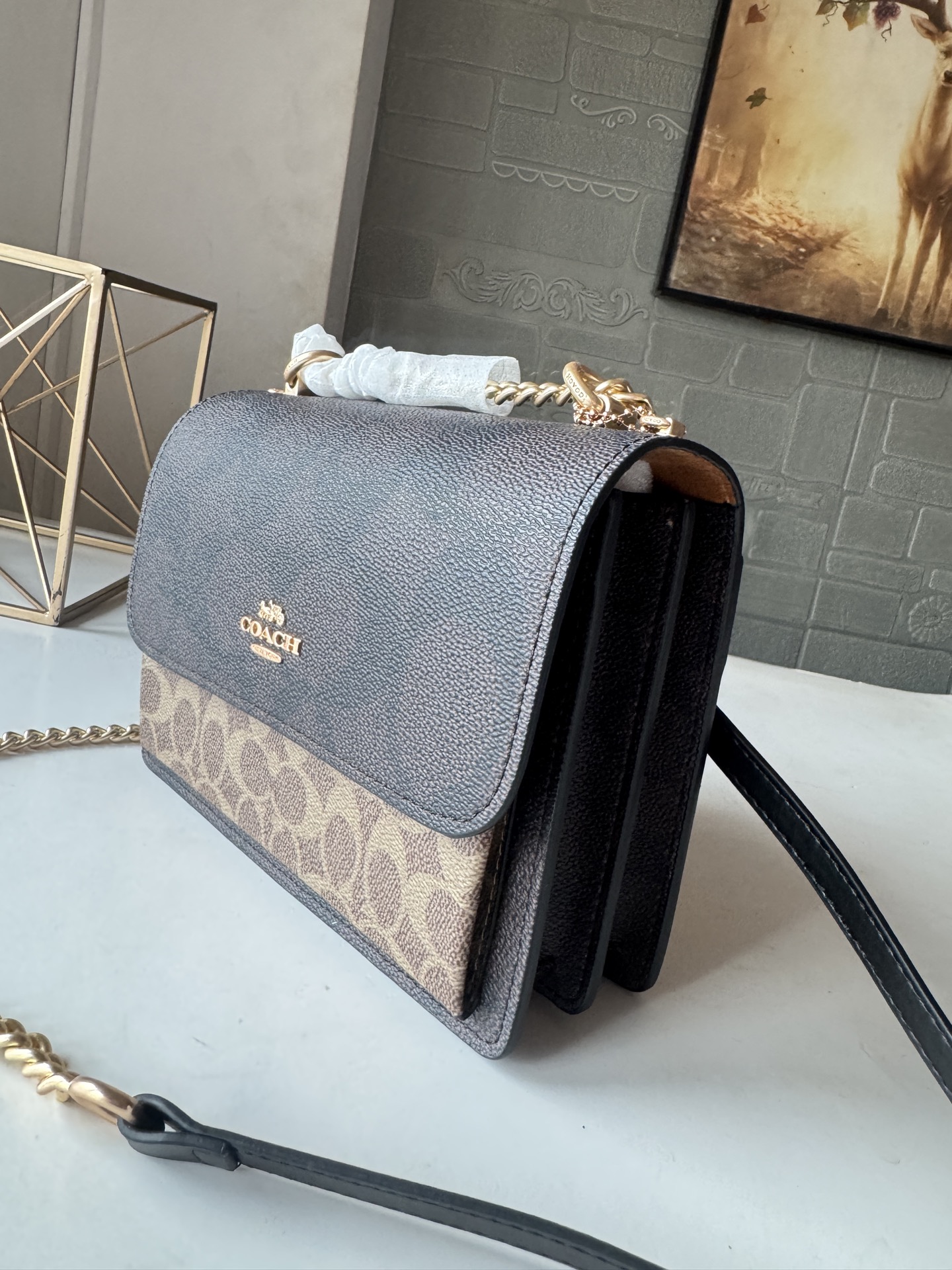 Women Handbag CY678 Klare Blocked Signature Canvas Crossbody Shoulder Sling Chain Bag