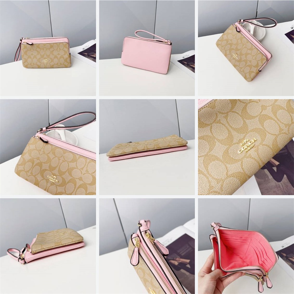 C5610 C5576 C7313 CD878 CF447 Double Zip Wallet Women Long Purse Wristlet Handphone Pouch