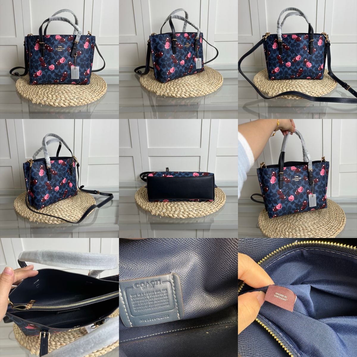 women handbag CZ772 Mollie Tote 25 Signature Canvas Cherry Print Bag